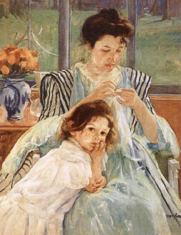 Mary Cassatt Young Mother Sewing oil painting image